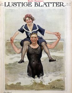 Zee bad: een koppel in de golven - in 