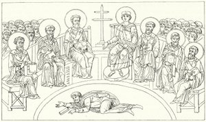 Tweede Concilie van Nicea, 787 (gravure) door German School