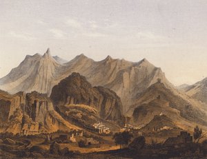Site van Sparta, Griekenland (kleurenlitho)