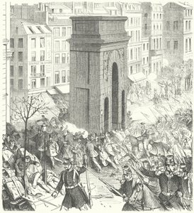 Soldaten op de straten van Parijs tijdens de Franse staatsgreep van december 1851 (gravure) door German School