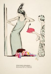 Spiegelein, Spiegelein .., hoeden van Martha Lowenthal, uit Styl, pub.1922 (pochoirdruk) door German School