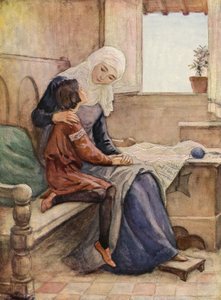 Franciscus en zijn moeder (kleurenlitho) door German School