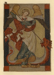 Sint Michaël de Aartsengel verslaat Satan afgebeeld als een draak door German School