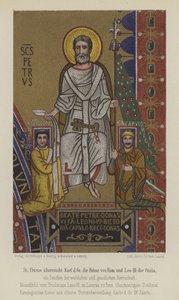 Sint-Pieter presenteert Karel de Grote de vlag van Rome en paus Leo III de stola