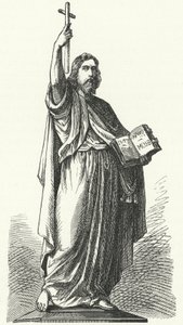Standbeeld van St. Bonifatius (c675-754), Angelsaksische missionaris naar de Germaanse delen van het Frankische Rijk, in Fulda door German School