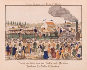 Stoomspoorweg tussen Berlijn en Potsdam, Neuruppiner Bilderbogen, ca. 1840