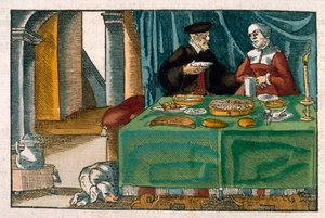 Avondmaaltafel, uit een Duits manuscript, ca. 1650 door German School