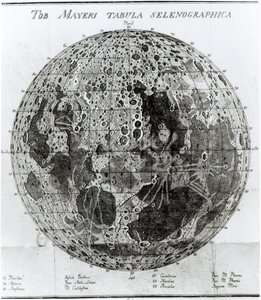 Oppervlakte van de maan, illustratie uit Selenotopographische Fragmente door Johann Hieronymus Schroeter, gepubliceerd in 1791