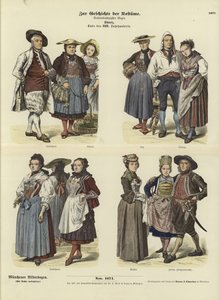 Zwitserse kostuums, eind 18e eeuw door German School