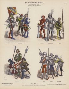 Zwitserse militaire kostuums van de 15e eeuw door German School