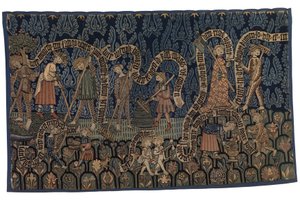 Tapijt dat de maand juli illustreert, ca. 1400-25 (wol en linnen) door German School