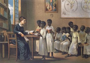 Leraar met leerlingen, 1880 door German School