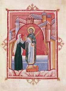 De abdis Hilda biedt het evangelie aan St. Walburga door German School