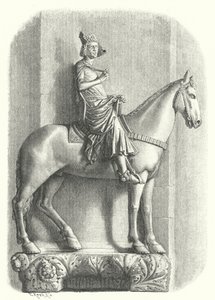 De Bamberger Ruiter, standbeeld in de kathedraal van Bamberg, Duitsland (gravure) door German School