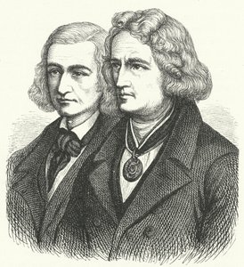 De gebroeders Grimm (gravure) door German School