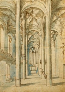 Het interieur van een gotische kerk, 1592 door German School