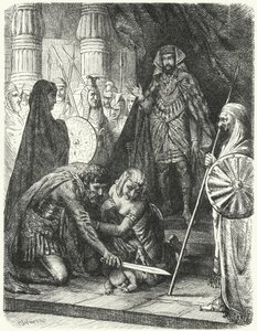 Het oordeel van Salomo (gravure) door German School