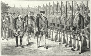 De Potsdamer Riesengarde, infanterieregiment van langer dan gemiddelde soldaten in het leger van Frederik Willem I van Pruisen, 18e Eeuw door German School