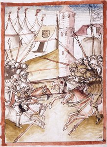 De Romeinen vallen Augsburg aan, ca. 1490 door German School