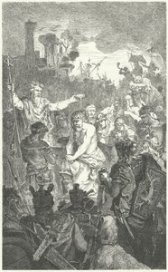 De doop van Clovis I, koning der Franken, 496 (gravure) door German School