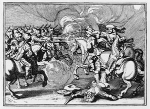 De dood van koning Gustavus bij Lutzen door German School