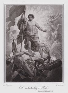 De afdaling in de hel (gravure) door German School