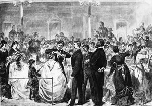 Het examen van leerlingen in de Tonhalle, Berlijn, door een commissie van de kappersindustrie op 3 mei 1881