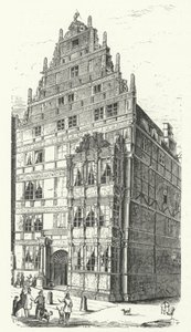 Het huis van de Duitse polymath Gottfried Wilhelm Leibniz in Hannover (gravure) door German School