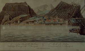 Het eiland Sint-Helena (gravure) door German School
