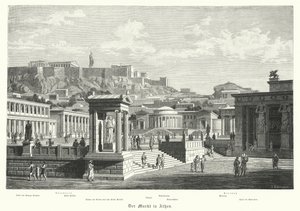 De markt in Athene, Oud Griekenland door German School