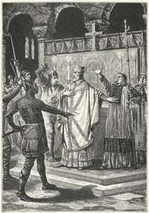 De moord op Thomas a Becket in de kathedraal van Canterbury door German School