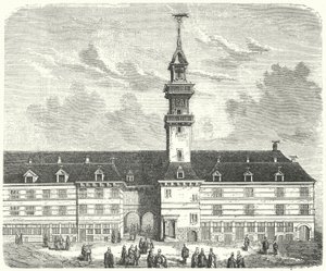De oorspronkelijke Royal Exchange, Londen (gravure)