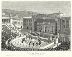 Theater van Dionysus Eleuthereus, Athene, Oud-Griekenland (gravure) door German School