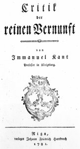 Titelpagina van Kritiek van de zuivere rede door Immanuel Kant, gepubliceerd in 1781