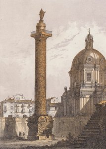 Zuil van Trajanus, Rome (kleurenlitho)