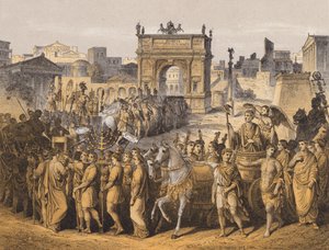 Triomf in het oude Rome (kleurenlitho)