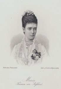 Tsarina Maria Feodorovna, gemalin van tsaar Alexander III van Rusland (gravure)