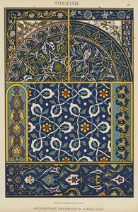 Turks, architectonische ornamenten in geglazuurd klei door German School
