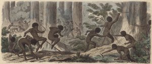 Twee stammen van Australische Aboriginals vechten door German School
