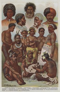 Typen van Australische rassen (kleur litho) door German School