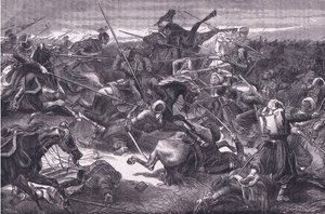 Ulanenaanval, Cassells Geschiedenis van de oorlog tussen Frankrijk en Duitsland uitgegeven door Cassell and Company Limited, c.1890 (litho)