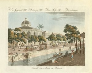 Uitzicht op een deel van de stad Batavia door German School