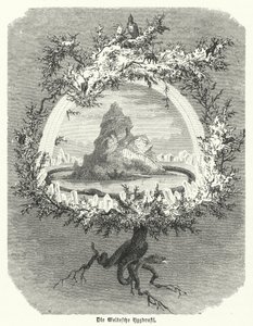 Yggdrasil, mythische es van de Noorse kosmologie door German School