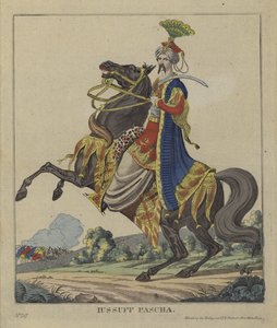 Yusuf Pasha, Ottomaanse generaal (gekleurde gravure) door German School