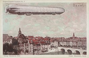 Zeppelin vliegt over Basel door German School