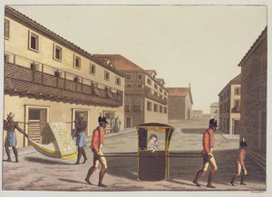 Draagstoelen in St. Sebastian Street door Gerolamo Fumagalli