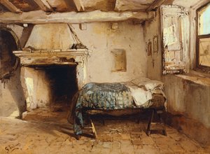Rustiek interieur, door Gerolamo Induno door Gerolamo Induno