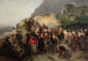 De gewonde Garibaldi (1807-82) in de Aspromonte Bergen door Gerolamo Induno