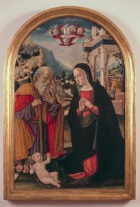Aanbidding van het Kind, ca. 1490-1525, door Girolamo Benvenuto door Gerolamo di Benvenuto