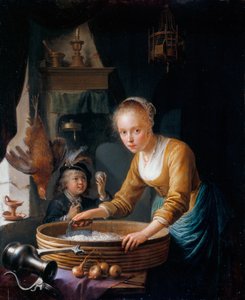 Meisje Uien Hakken door Gerrit Dou